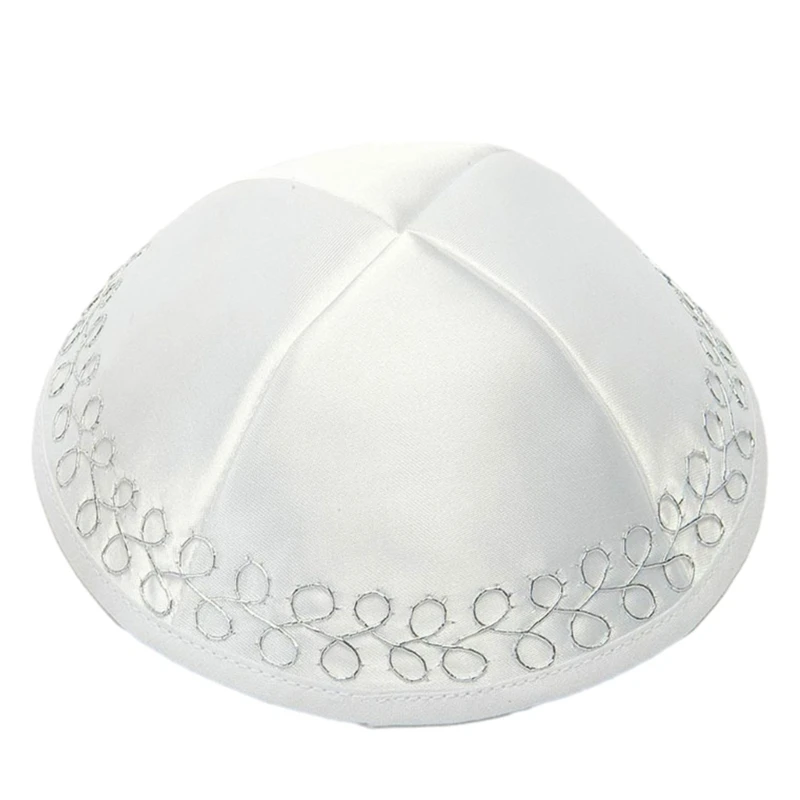 Israel Kippah Hat for Men Women Embroidery Satins Kippah Hat Round Yarmulke Hat Breathable Jewish Hat Israels Headpieces