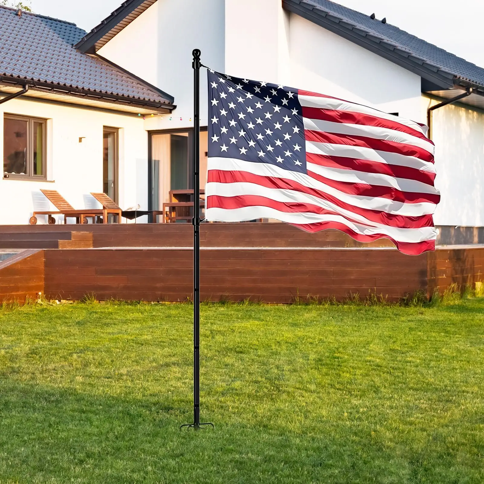 Flag Pole In Ground Outside Residential Flagpoles Height Heavy Duty Residential Flagpole For Backyard Lawn Patio Courtyard