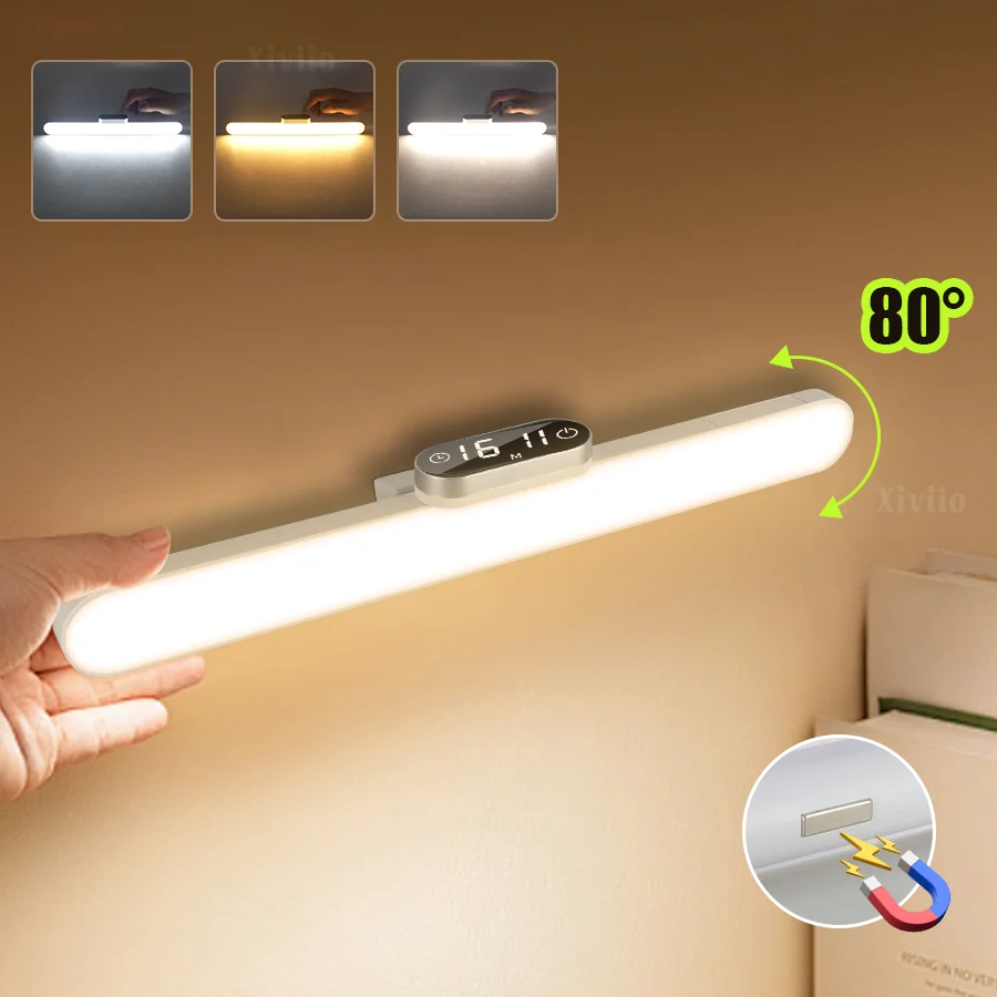 Lampe de Table LED suspendue magnétique, Rechargeable par USB, 3 couleurs, lampe de lecture, intensité variable, pour placard, garde-robe, veilleuses