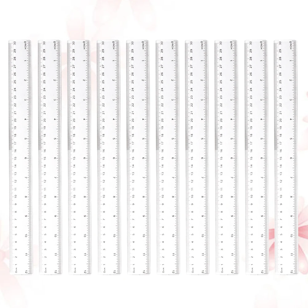 

10pcs Precision Clear Plastic Ruler Wear Resistant Drawing Straight School Student Office Factory Long Time Use