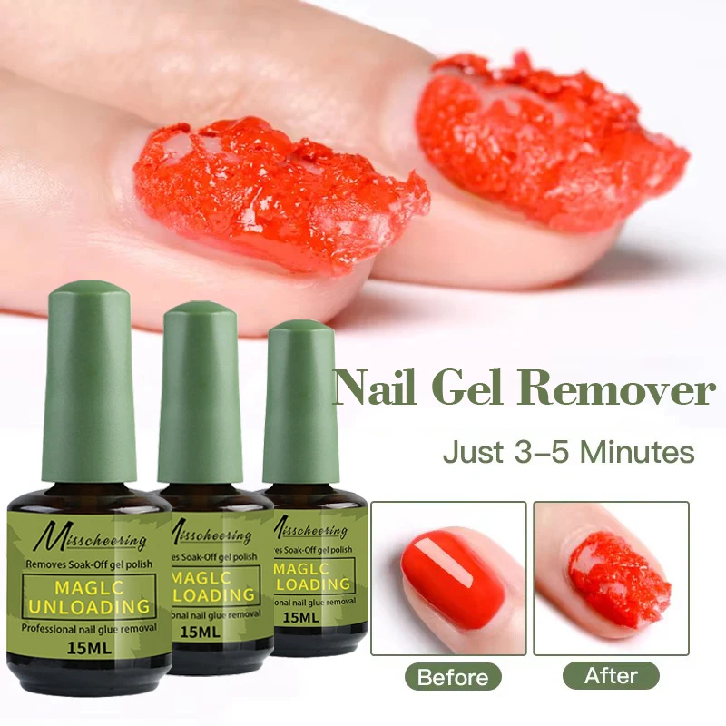 1/3병 15ml 매직 패스트 네일 젤 폴리쉬 리무버 클린 UV 소크 오프 세미 퍼머넌트 바니쉬 네일 아트 제거 도구 매니큐어