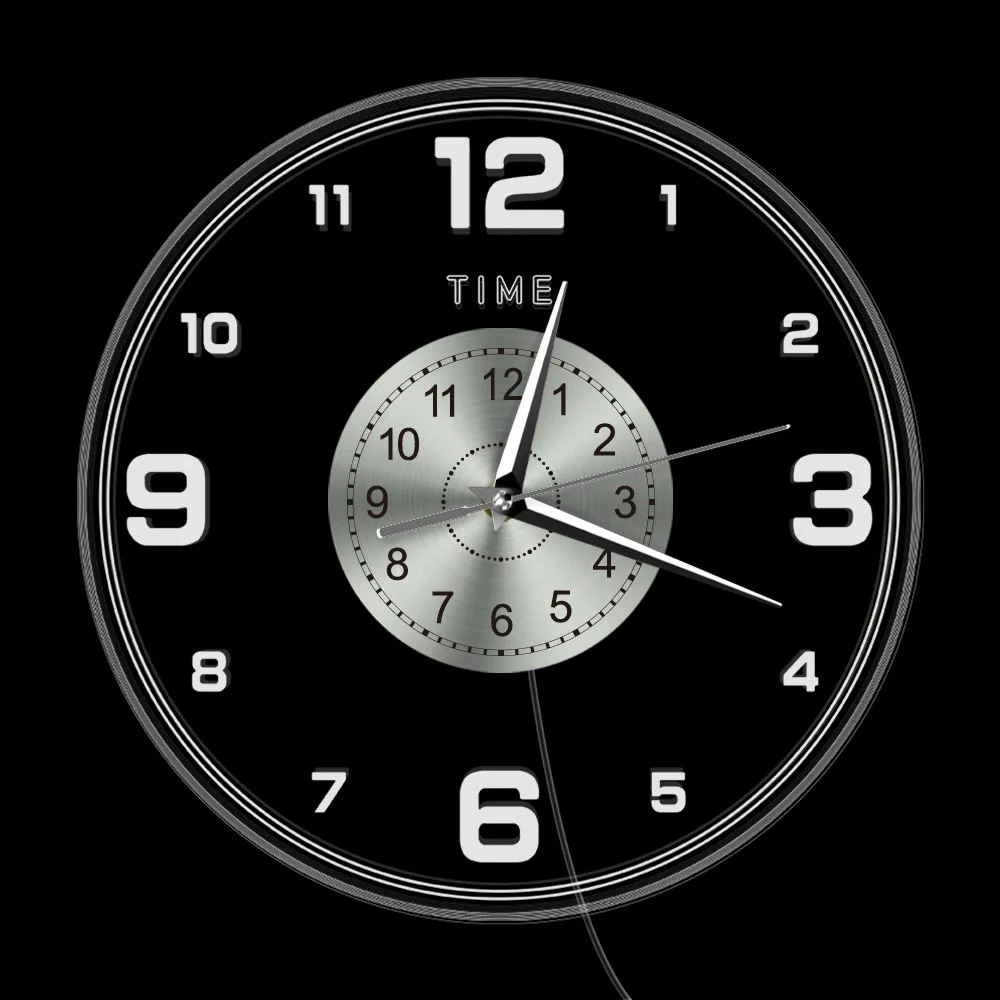 Simple Wall Clock Glow in Dark Minimalist Night Light Home Decor Wall Watch LED Neon Sign Bedside Lamp Wall Clock For Bedroom