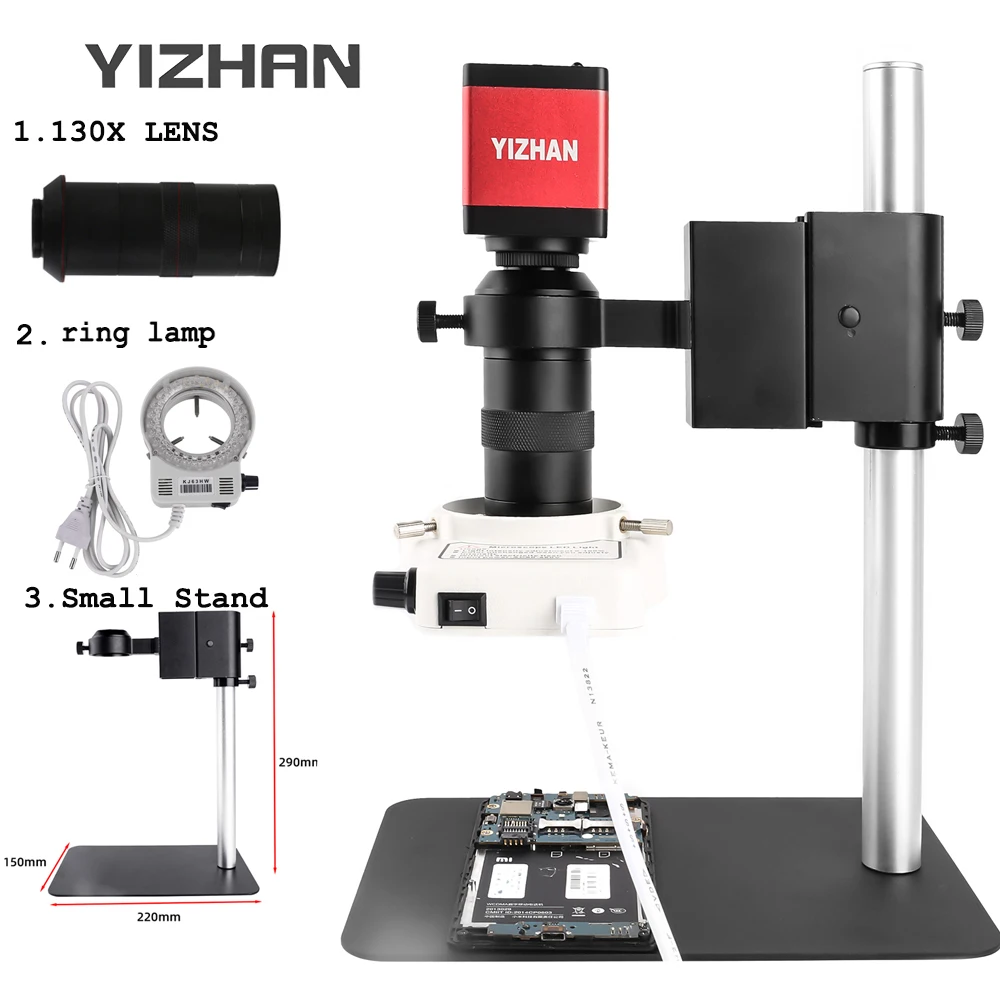 Full Set 1080P HDMI USB VGA Video Recorder 130X 180X Video Electronic Digital Repair Microscope Camera For Phone PCB Soldering
