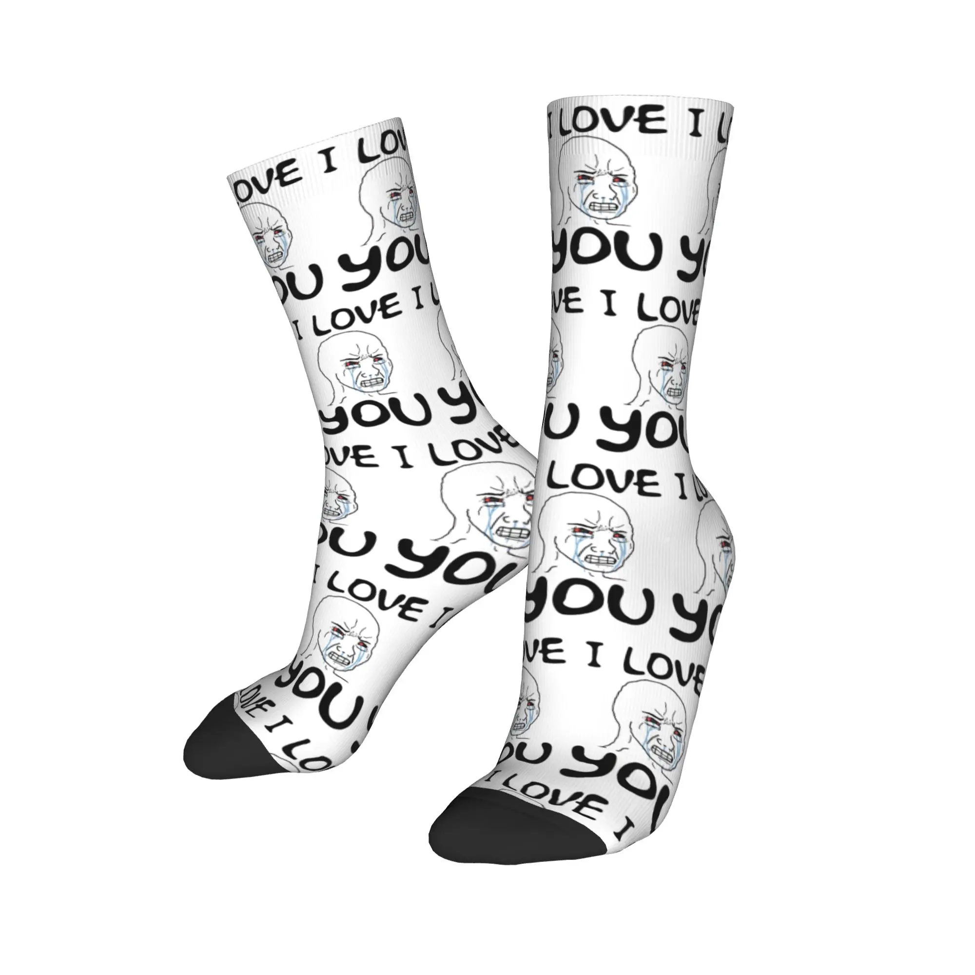 Winter Warm Hip-hop Men's Women's Crying Wojak simp I love you meme  Socks  Non-slip Skateboard Socks,