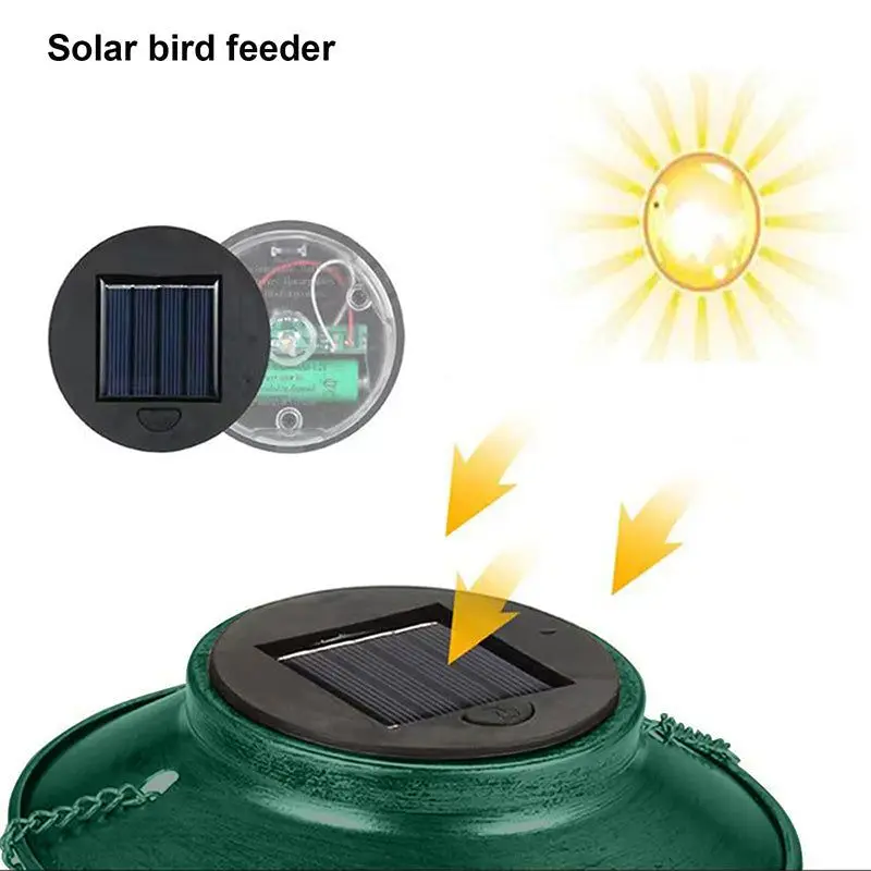 Solar Bird Feeder Metal Outdoors Hanging Bird House with LED Light Gift Ideas for Bird Lovers Outdoor Garden Backyard Decoration