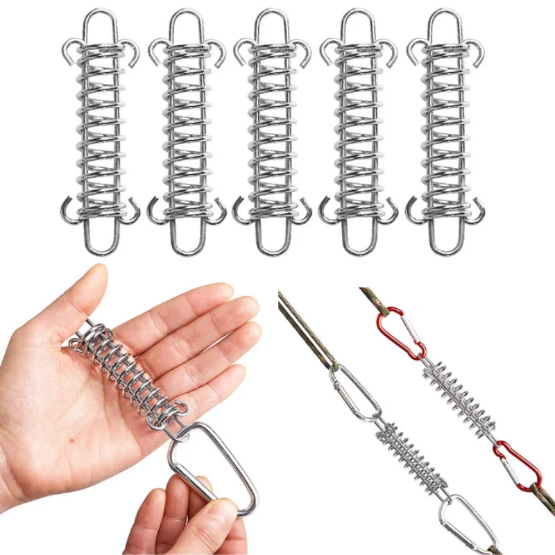 ISURE MARINE 4Pcs Stainless Steel Tent Spring Buckle Heavy Duty Tent Rope Fixed Buckle Tensioner For Outdoor Hiking Camping
