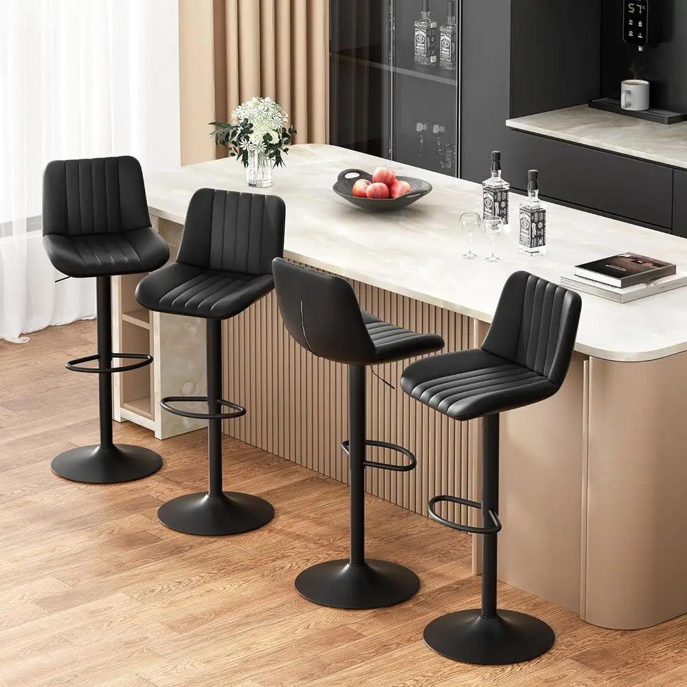 

Кожаные барные стулья – вращающиеся и регулируемые по высоте барные стулья с подставкой для ног, эргономичный дизайн для кухонного острова, дома и коммерческого использования.