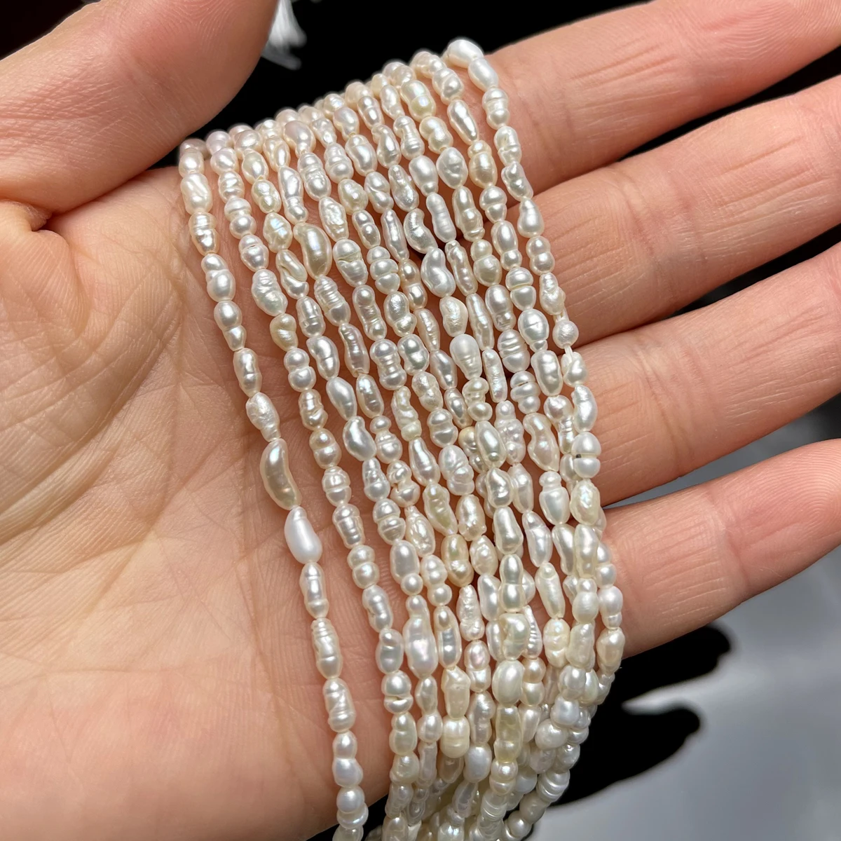 2-3mm Real Natural Freshwater Pearls Small Rice Shape Beads for Jewelry Making DIY Women Necklace Bracelet Accessories Flawed view 5