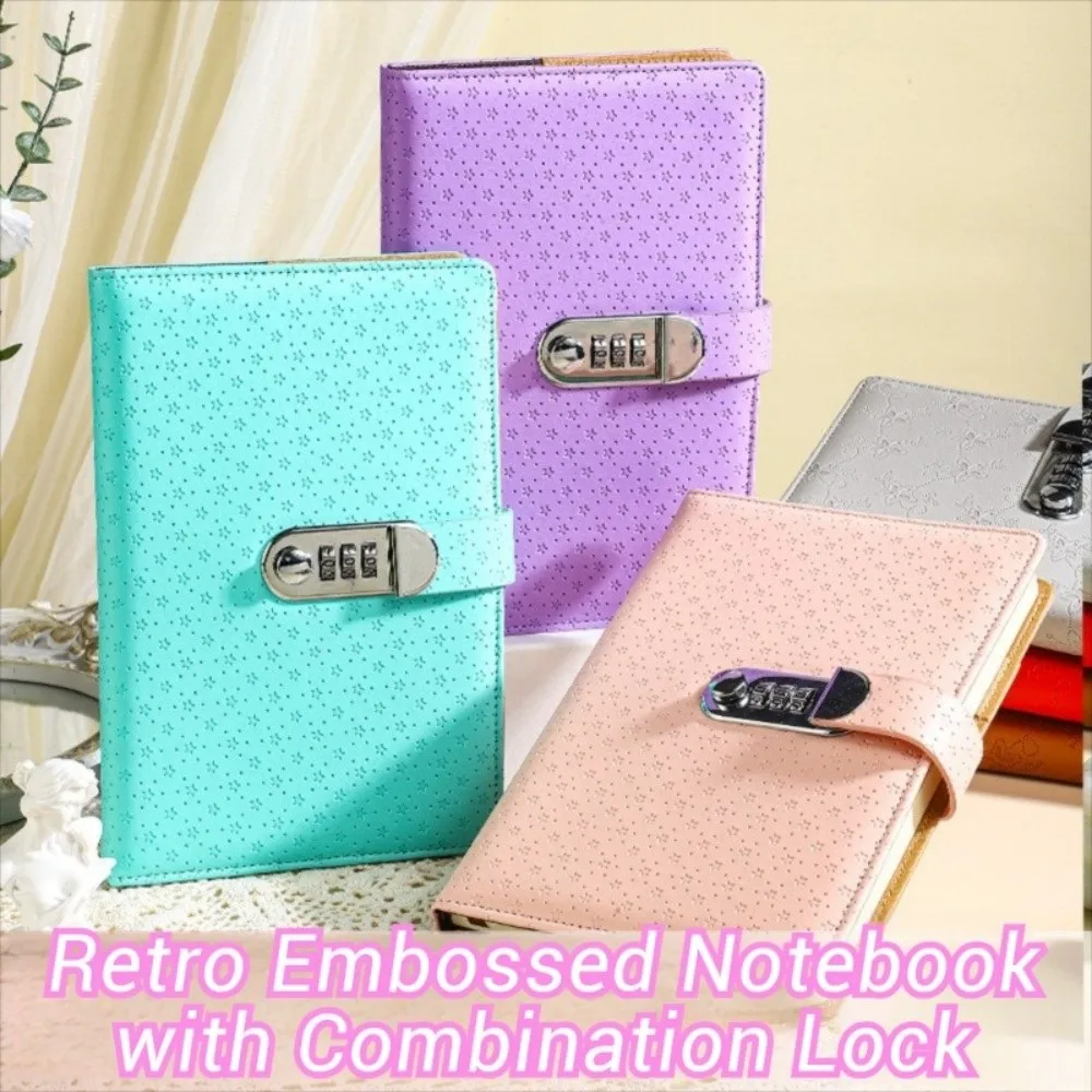 

A5 Retro Password Book with Lock Thickened 200 Pages Embossed Student Notepad Protecting Secrets Waterproof Diary Notebook Gifts
