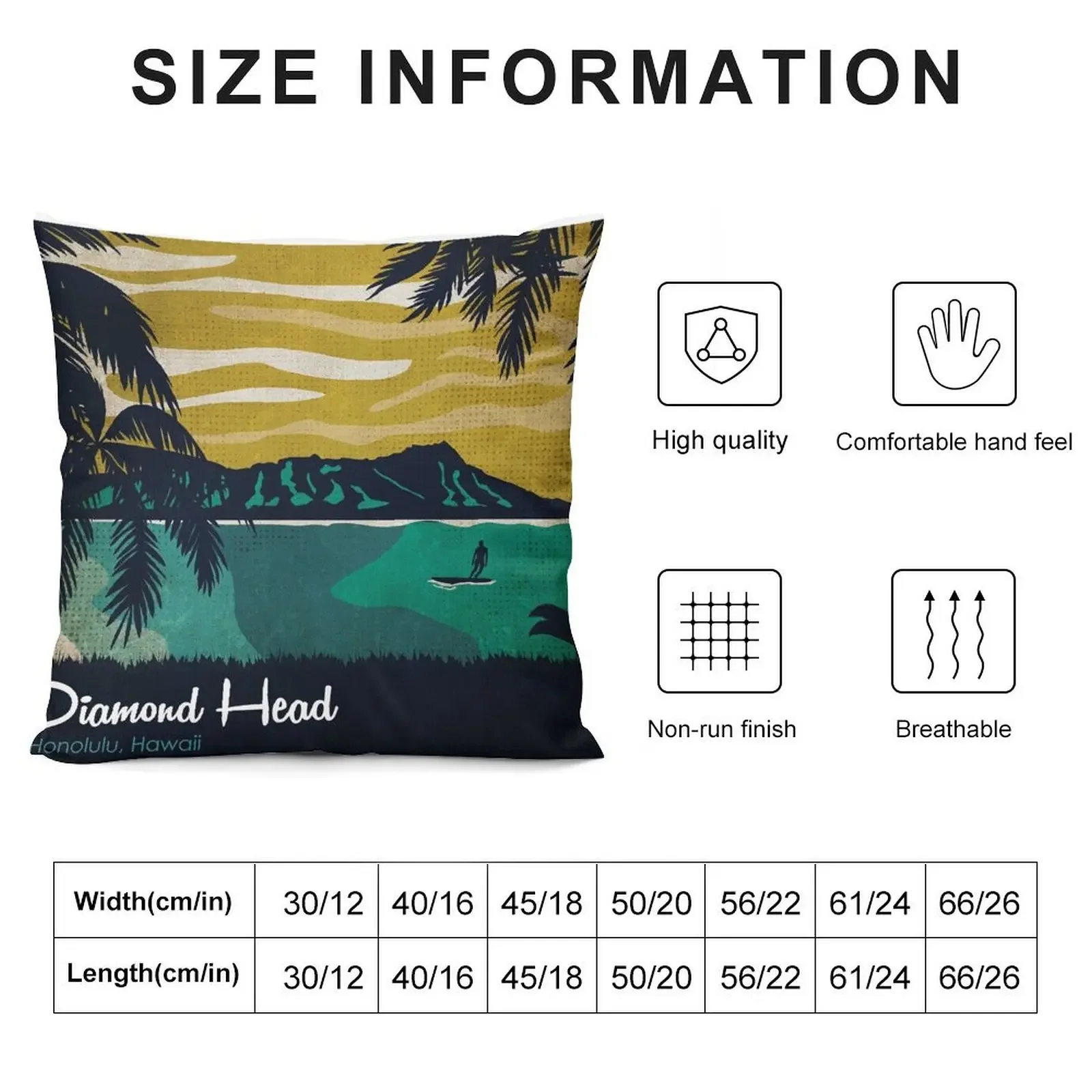 Diamond Head Hawaii Throw Pillow christmas pillowcases Decorative Cushion Cover Pillow Case Christmas pillow