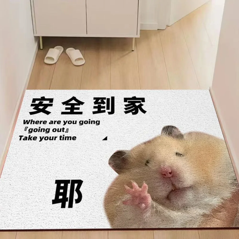 Meme Animal Carpet Mat Rug Hamster/Cat/Dog Design with Funny Text Non-slip Home Decoration Floor Mat for Entryway Welcome Mat