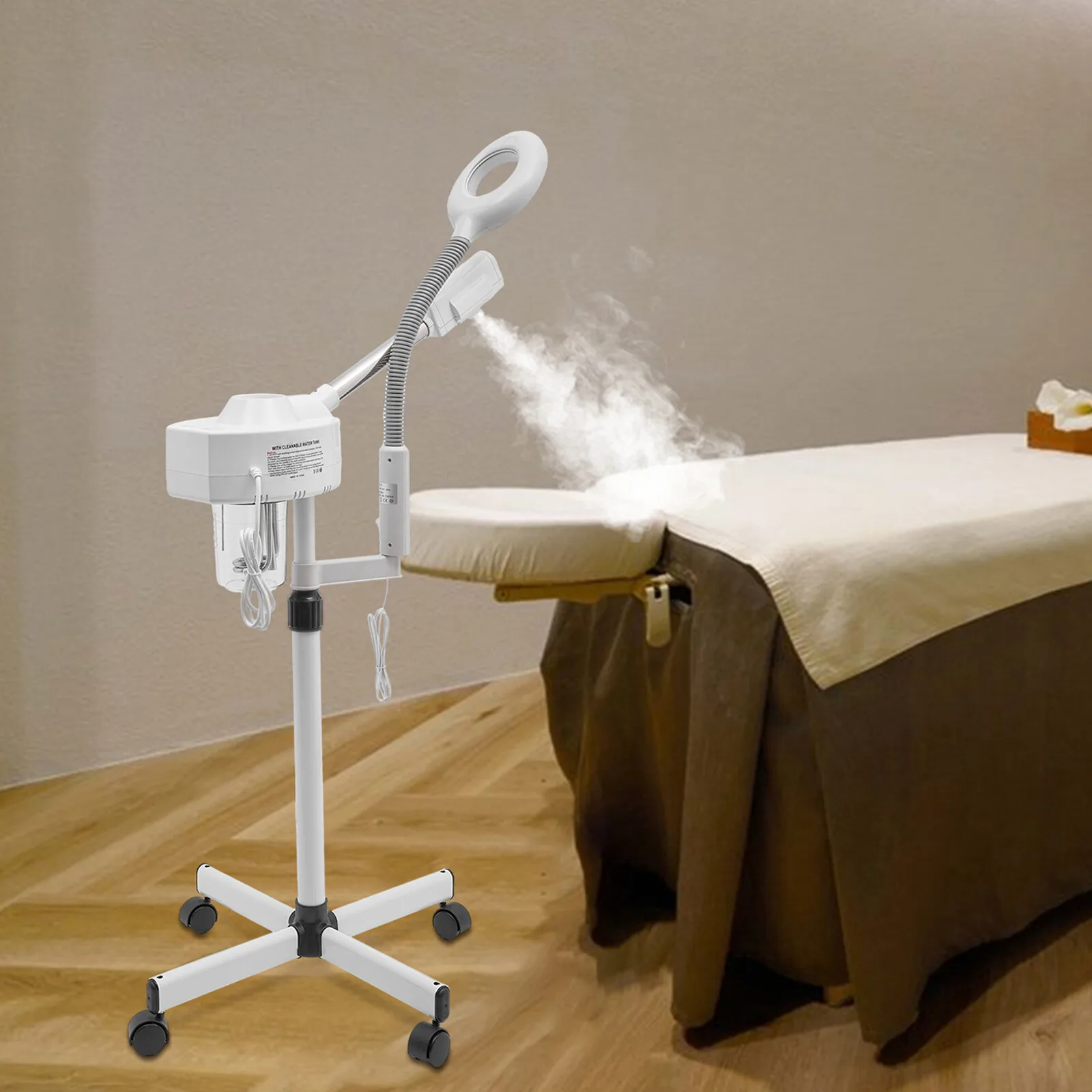 

Паровая лампа для лица 2-в-1 с 5-кратным LED-увеличительным стеклом для салонов красоты и спа-процедур по уходу за кожей