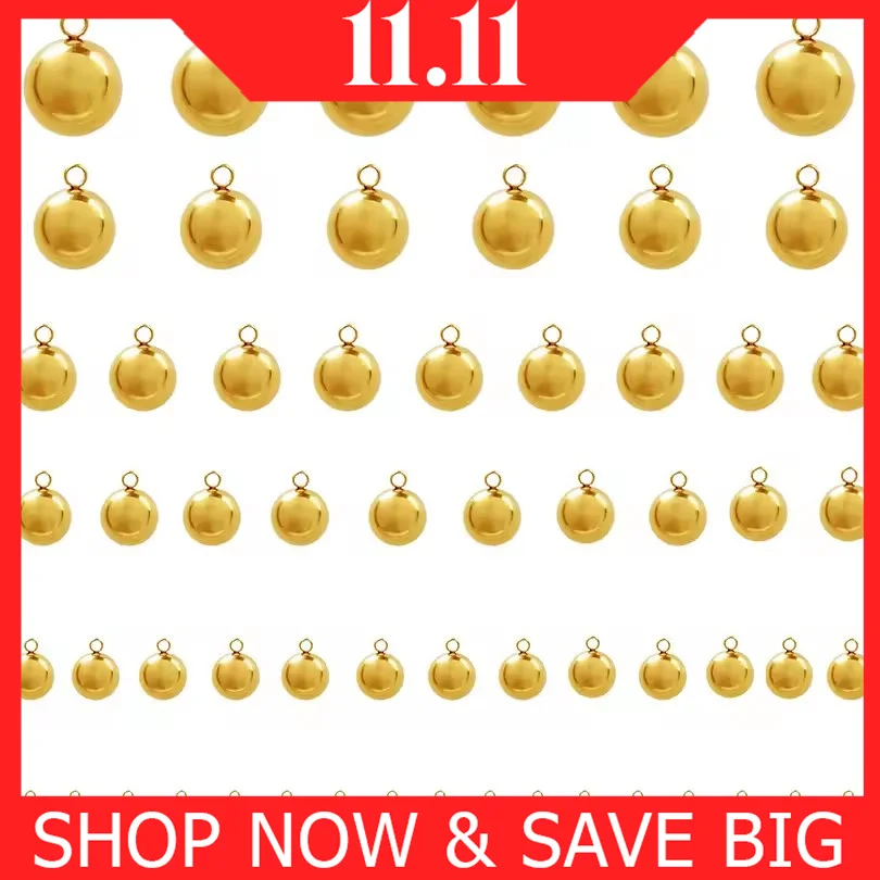 

20PCS Ball Charms 3/4/5/6/8/10mm Golden Round Ball Beads Pendants DIY Earrings Necklace Findings Jewelry Making Supplies No Fade