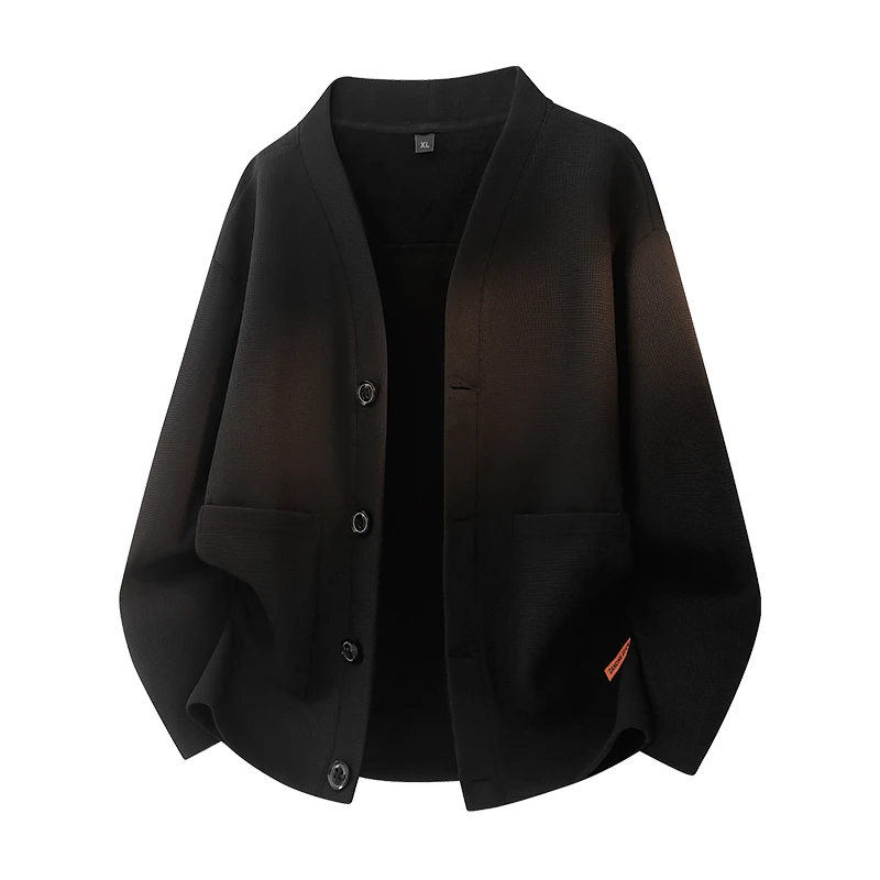 

Корейский модный кардиган для мужчин, весна 2026, новинка, однотонный, в стиле Y2K, уличная одежда, повседневные винтажные свободные куртки-свитшоты