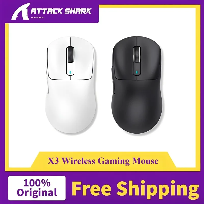 

Attack Shark X3 Ultra Light Wireless Gaming Mouse - 49g Lightweight PAW3395 Sensor 26000 DPI Tri-Mode 2.4G/Bluetooth/USB-C