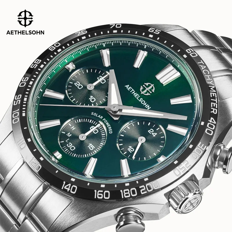 AETHELSOHN Solaris Solar Watch For Men 40mm Original Design Luxury Business Wristwatch 200M Waterproof VR42 Super Luminous Watch