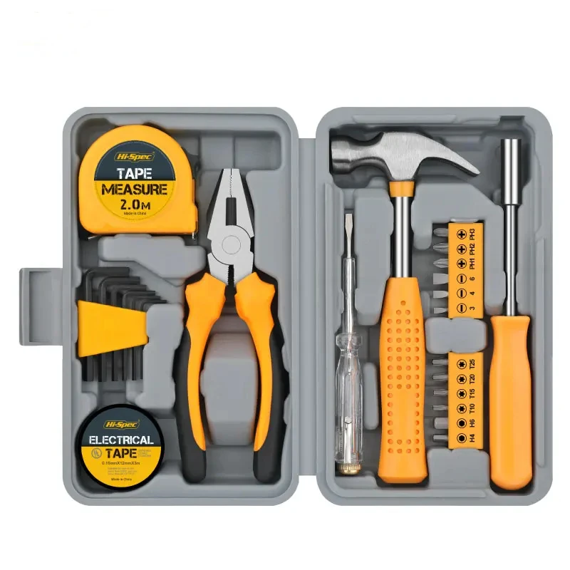 24-Piece Compact Home & Office DIY Hand Tool Kit Set for Household Improvement Repairs