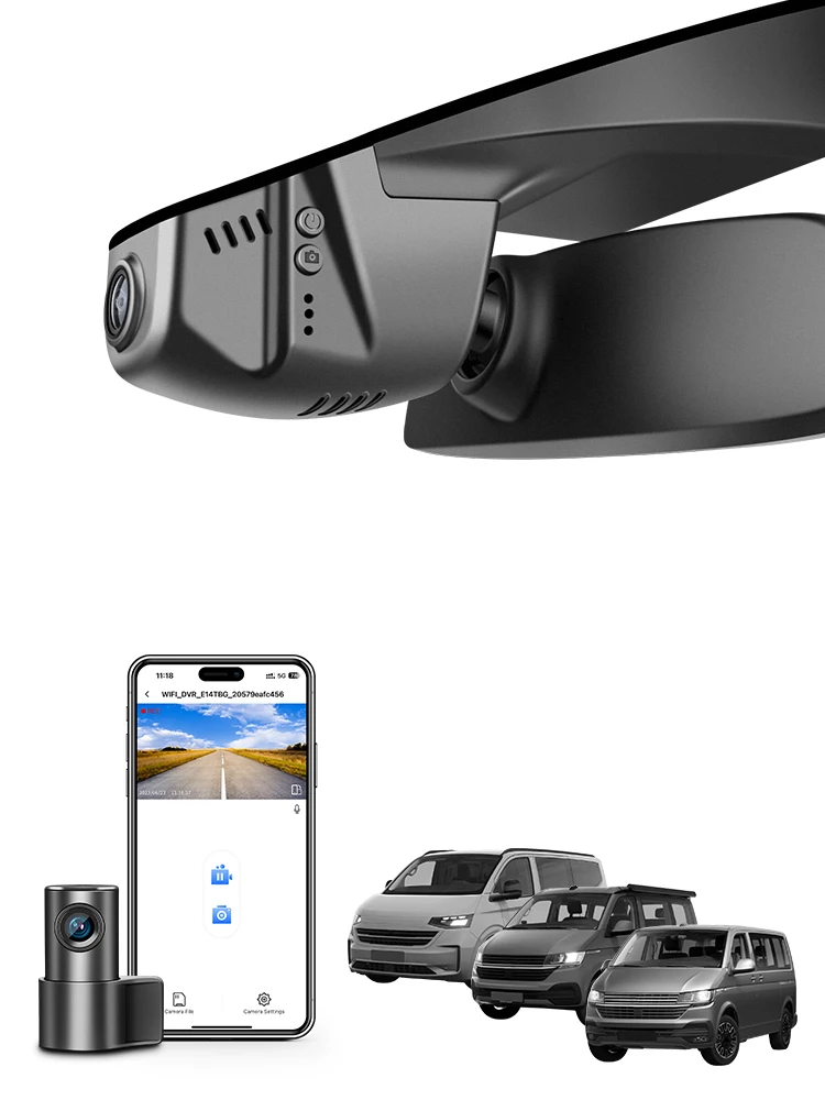 Mangoal 4K Dash Cam Voor VW Transporter T6 T6.1 Multivan California Caravelle 2016-2025 (Model A/B) WiFi APP GPS Auto DashCam - afbeelding 2