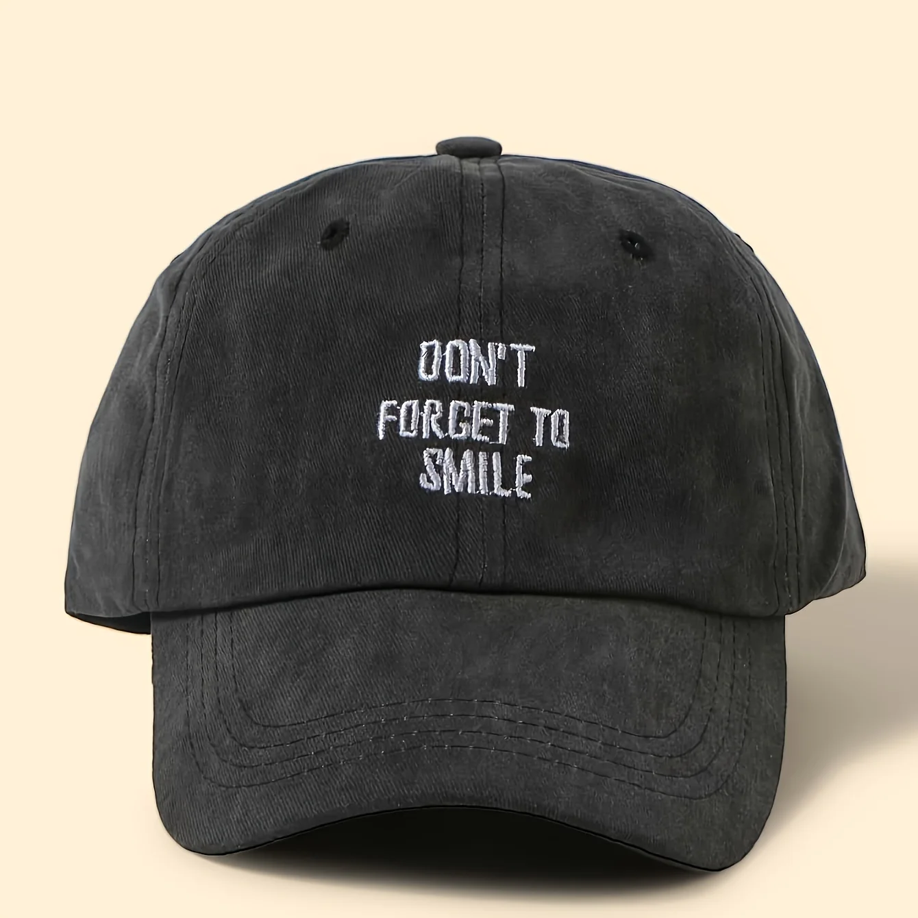 

1 "Don't Forget to Smile" Embroidered Washed Baseball Cap Adjustable, Breathable, Lightweight for All Seasons, Perfect for Out