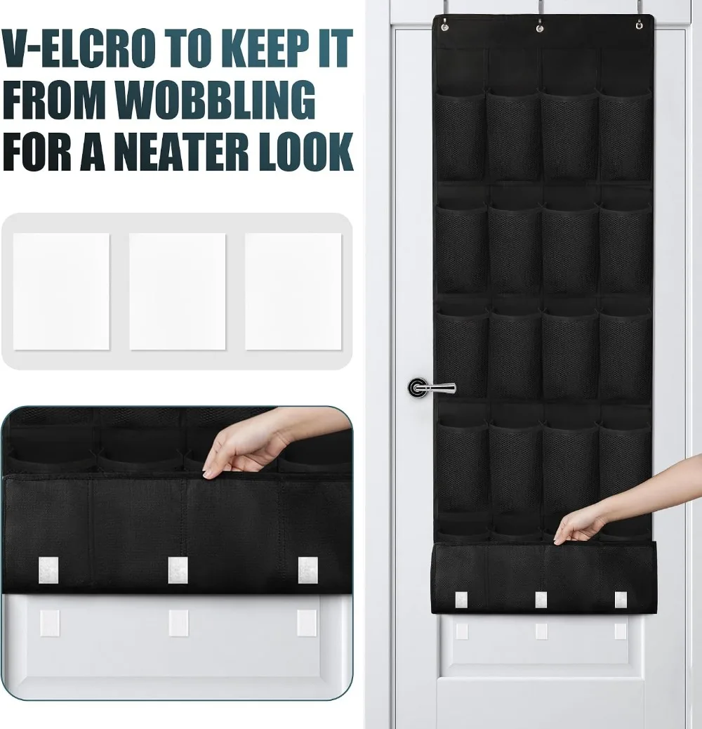 24-Pocket Over Door Shoe Organizer with Hooks, Heavy Duty Hanging Storage for Closet, Entryway, and More view 3