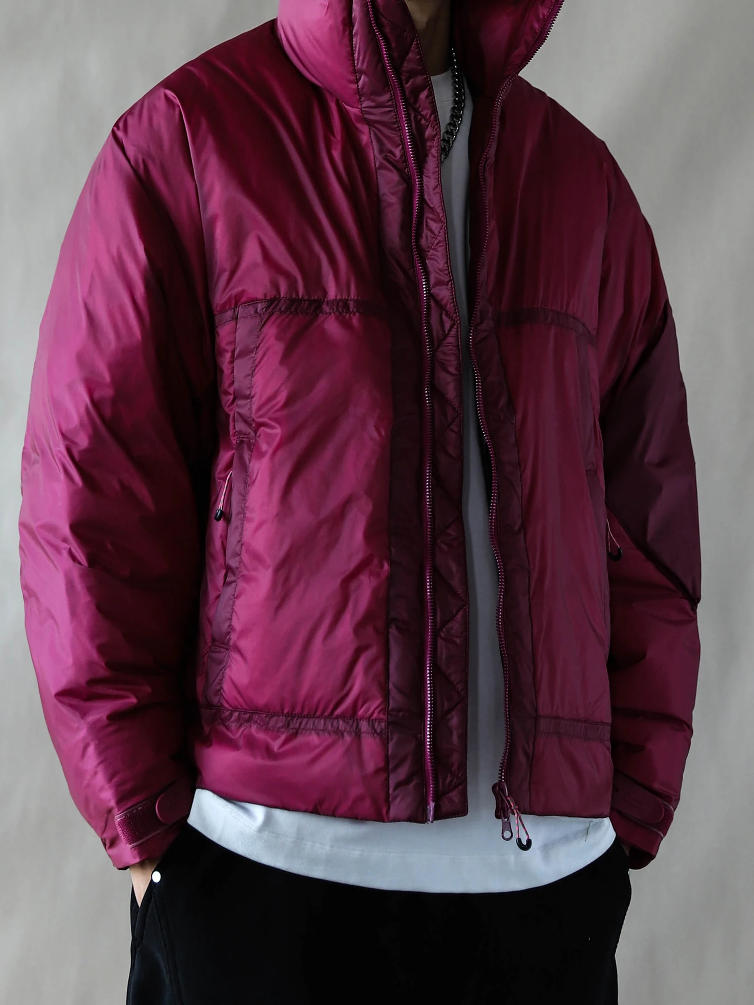 

Retro Sle ort Loose Men's down Jaet 90% down Stand Collar Warm Outerwear Trendy Brand Rose Red Winter New Arrival