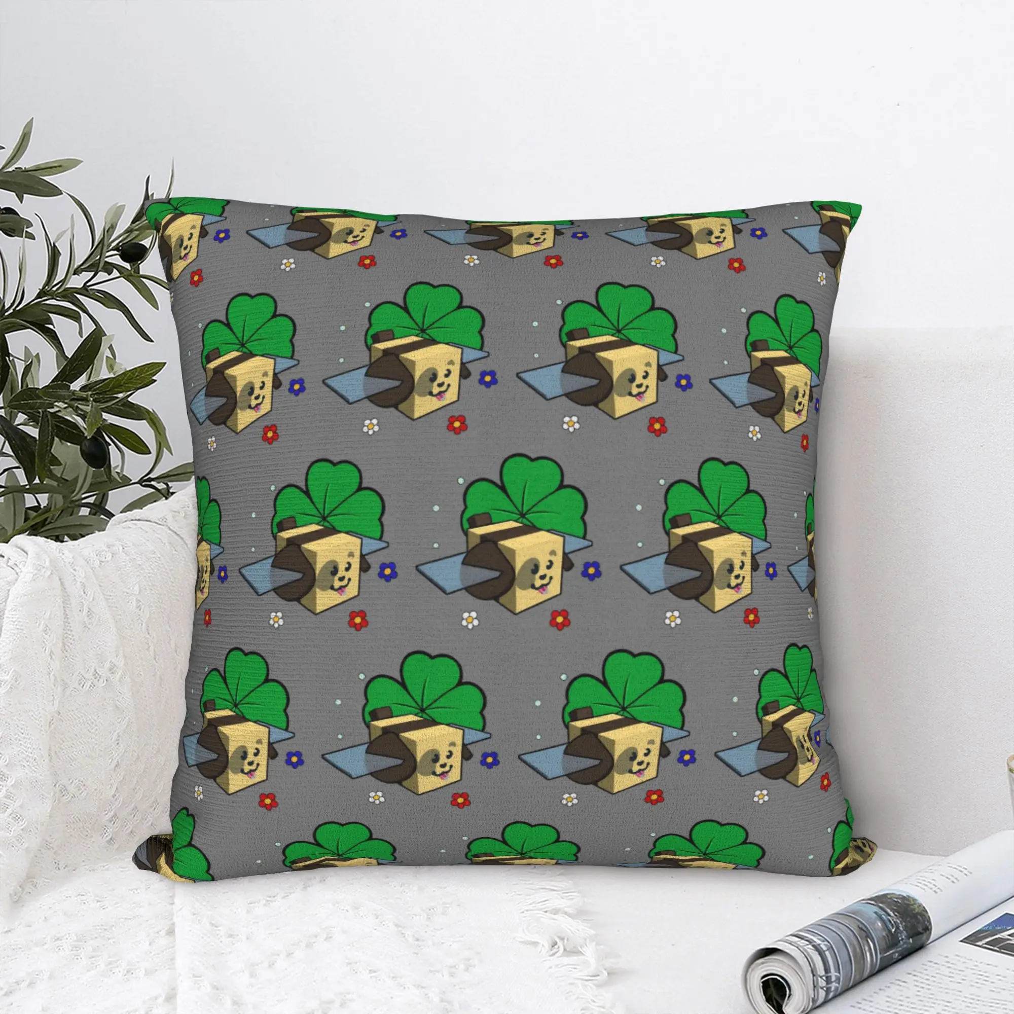 Bee Swarm Simulator Collection BSS Pillowcase Soft Polyester Cushion Cover Decorations Clover‌ Throw Pillow Case Cover  Square