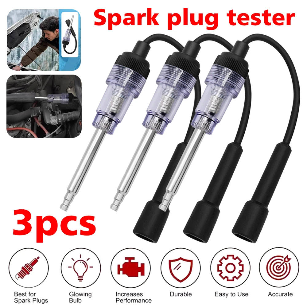 

3 шт., тестер автомобильных свечей зажигания, катушка системы зажигания, встроенный автомобильный диагностический тестовый инструмент, линейный тестер зажигания