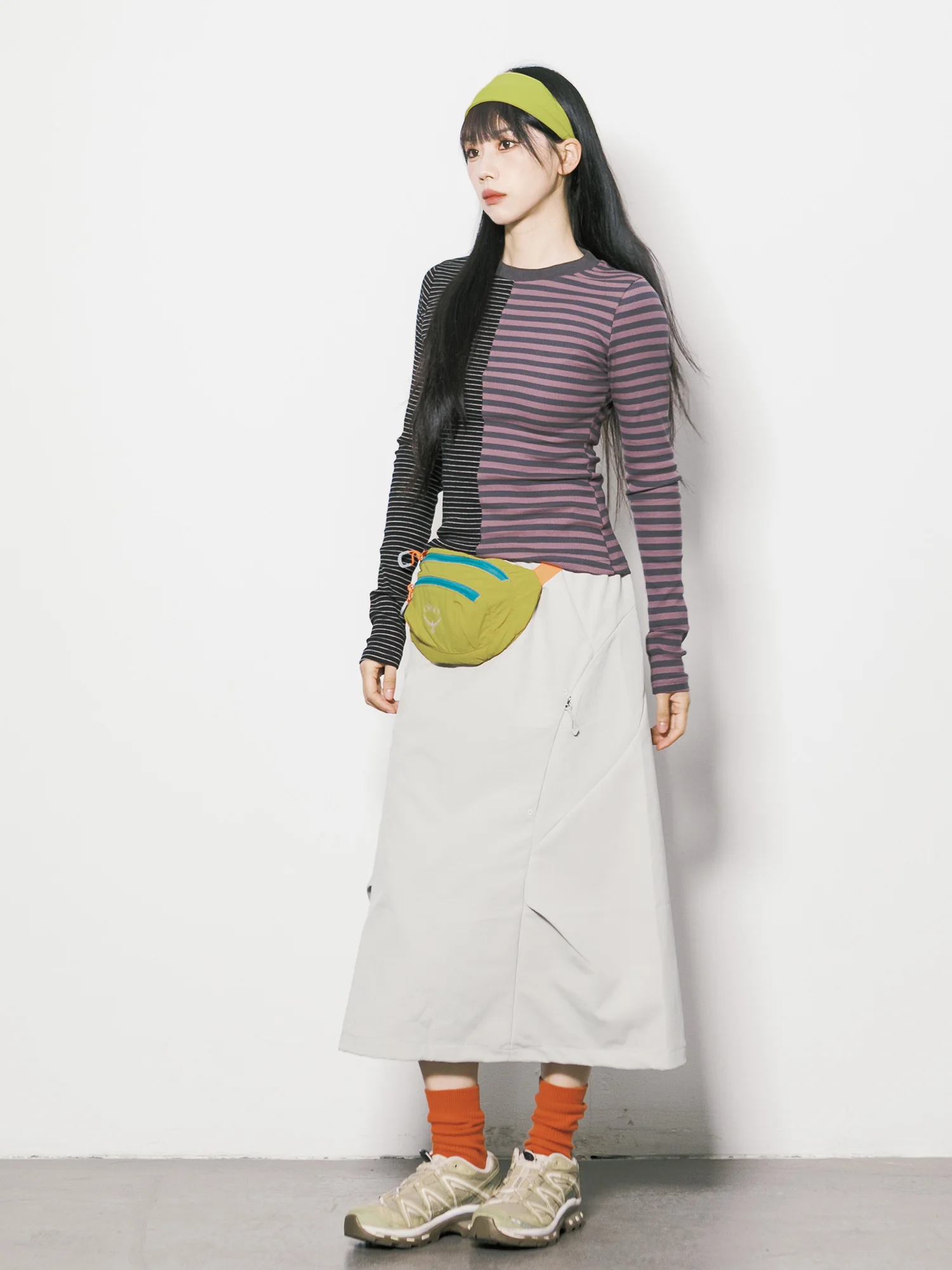 RCDB High Waist A-Line  Skirt Women's Windproof Outdoor Style Casual City Commute Skirt Polyester Fabric No 