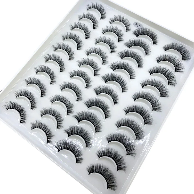 20 Pairs 3D Faux Mink Lashes Natural False Eyelashes Dramatic Fluffy Soft Wispy Volume Cross Reusable Eyelash MaKeup Tools