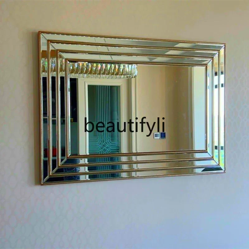 New arrive  Bathroom retro old European vanity mirror wall hanging bedroom dressing vanity mirror aisle entrance mirror