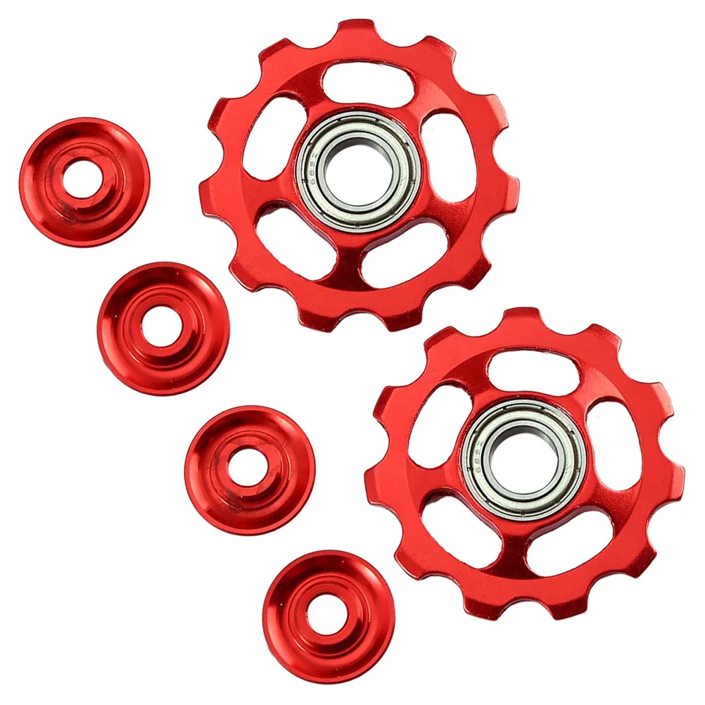 

2Pcs 11t Red Rear Derailleur Pulley Aluminum Alloy Material Durable High Performance Easy Installation Rear Derailleur Pulley