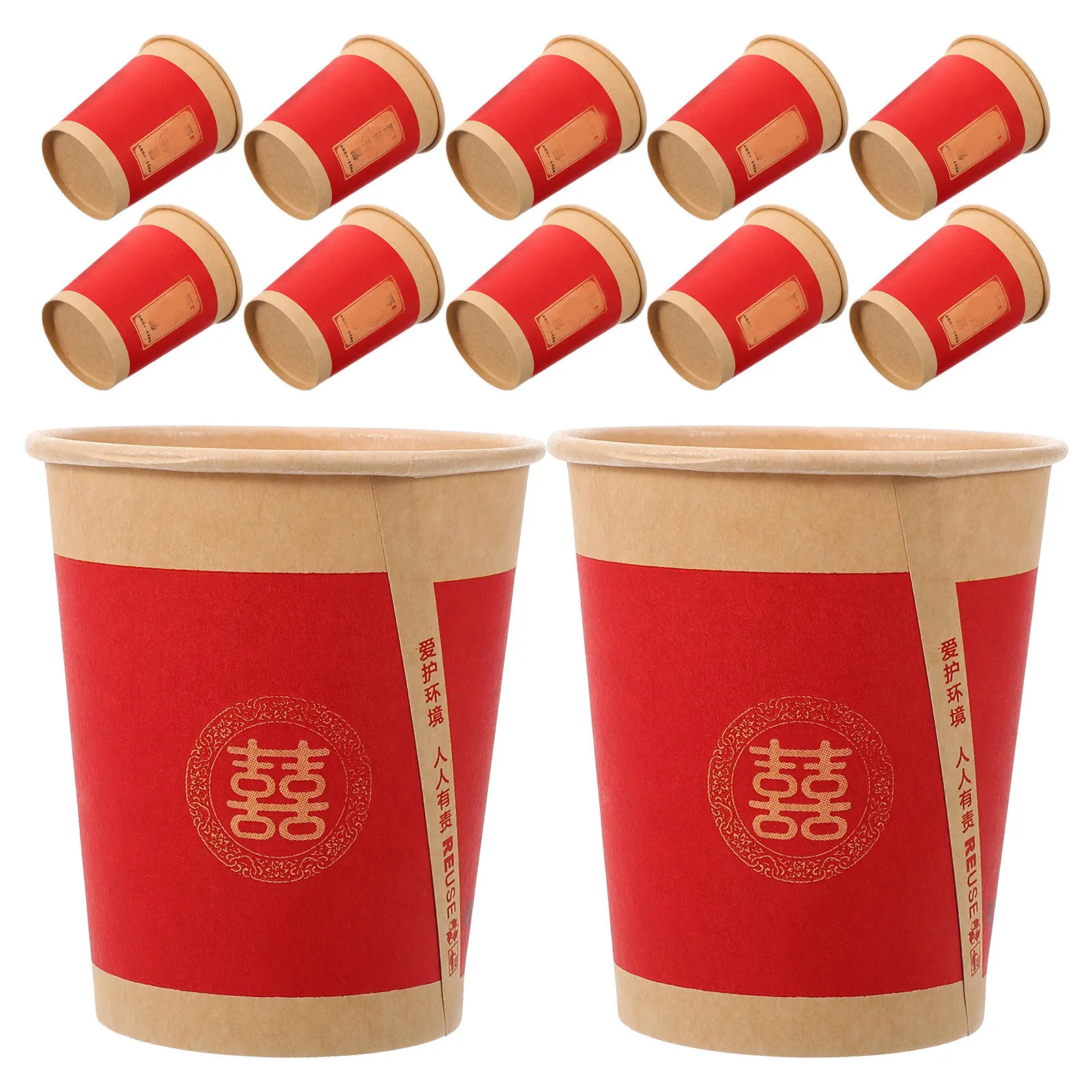 50Pcs Wedding Disposable Paper Cups Single Use Banquet Party Cups for Beverage Outdoor Use Disposable Cup Single Time Cup