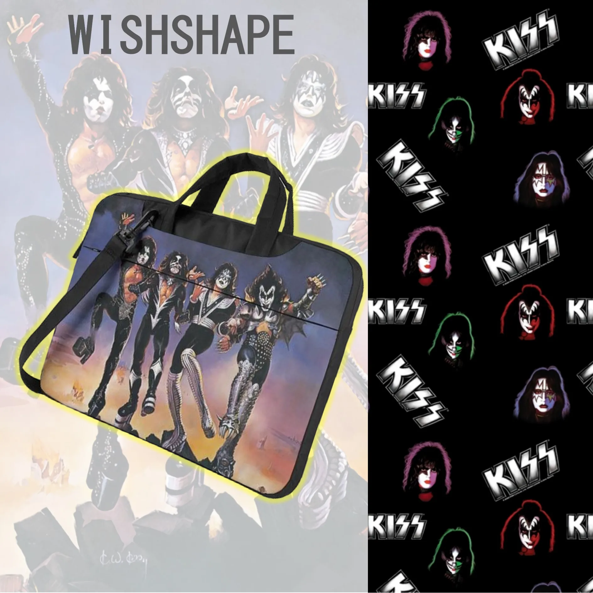 Imagem -02 - Kiss Band Bolsa para Portátil para Macbook ar Pro Xiaomi Lenovo Asus Acer Dell hp Huawei Microsoft Case à Prova de Choque 13 14 15 15.6 Bolsa