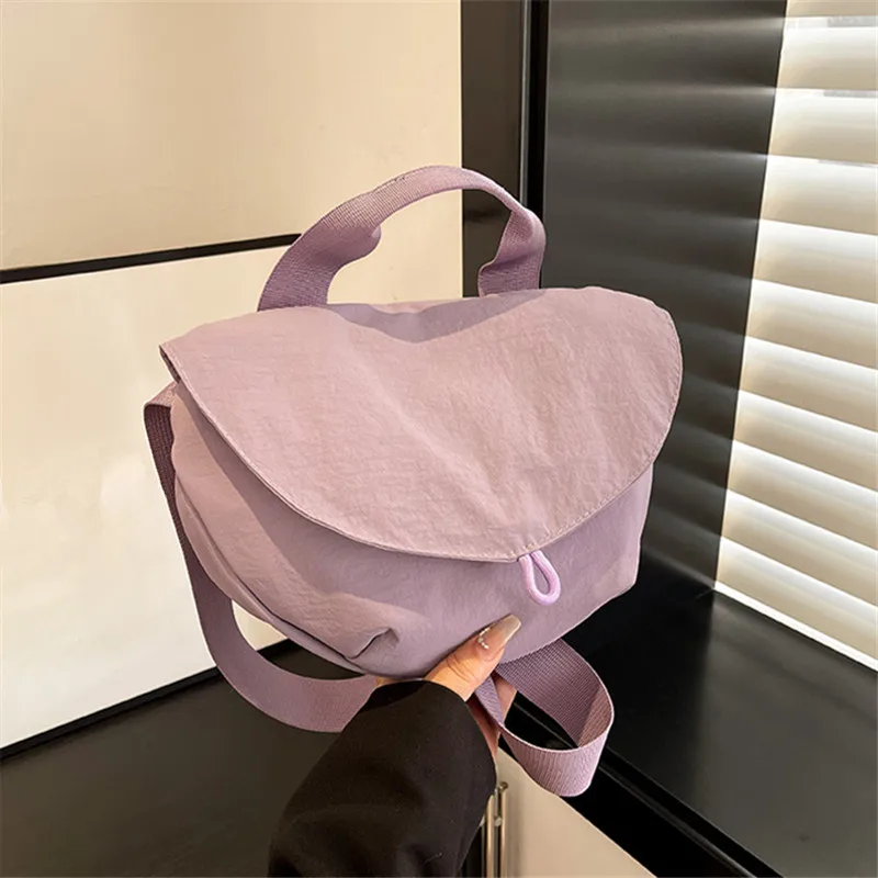 Lightweight Women's Bag, Stylish Canvas Cross Bags, Nylon Tote Y2k Bag, Solid Color Waterproof Shoulder Bag, Thicken Cloth Pouch