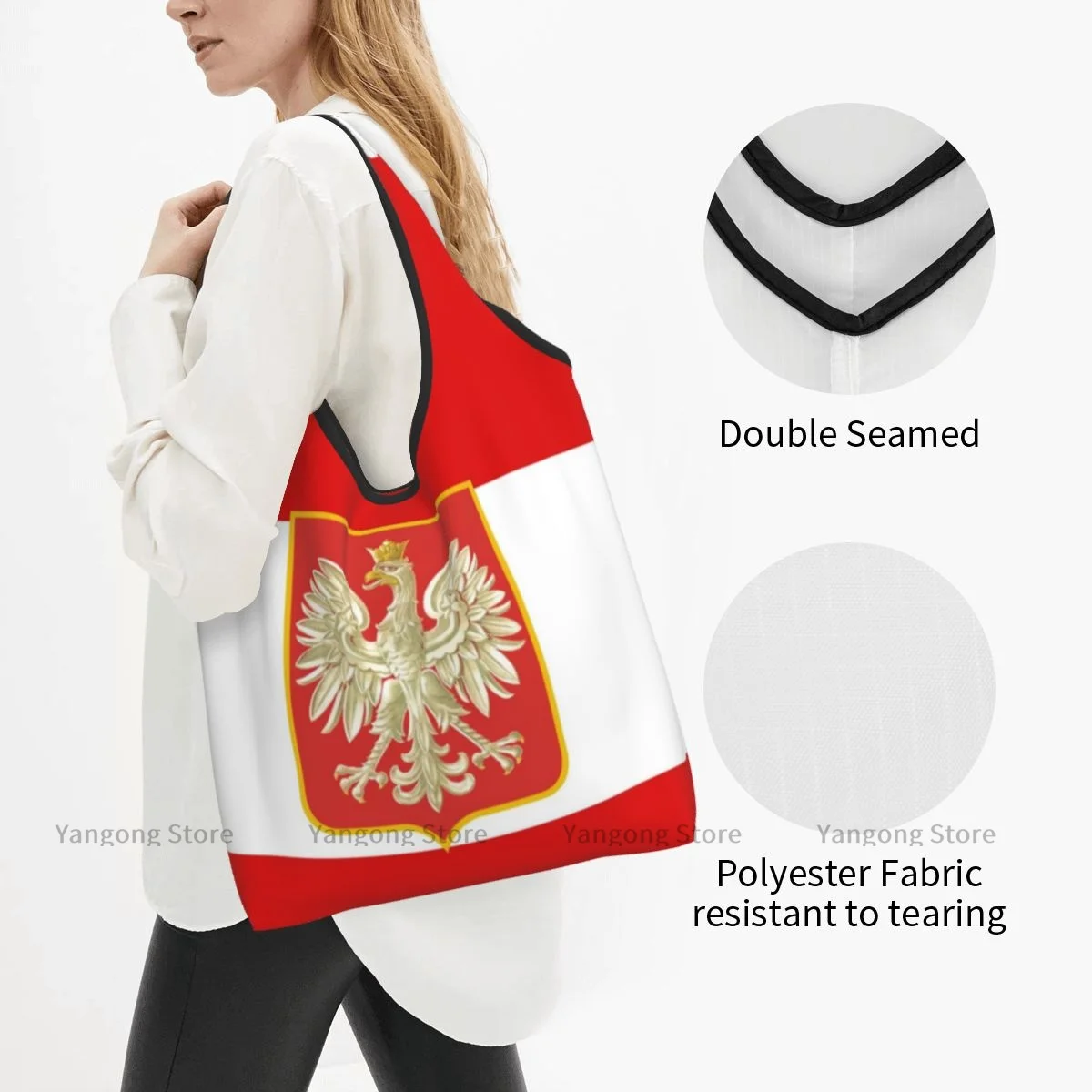 Faltbare Einkaufstasche Polen Flagge Tasche Falt tasche Handtasche bequeme Reise Einkaufs tüte