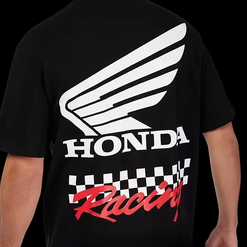

Honda retro off-road motorcycle marked T-shirt printing high quality comfortable breathable men's and women's same T-shirt