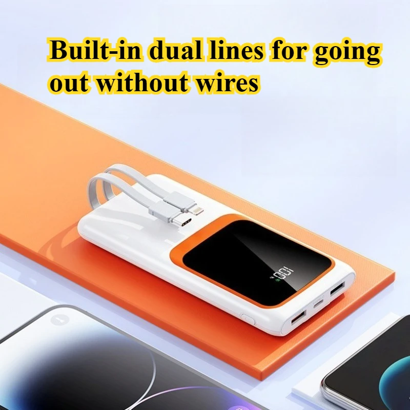 

10000mAh PD Super Fast Charge Power Bank with Built-in Cable with Digital Display