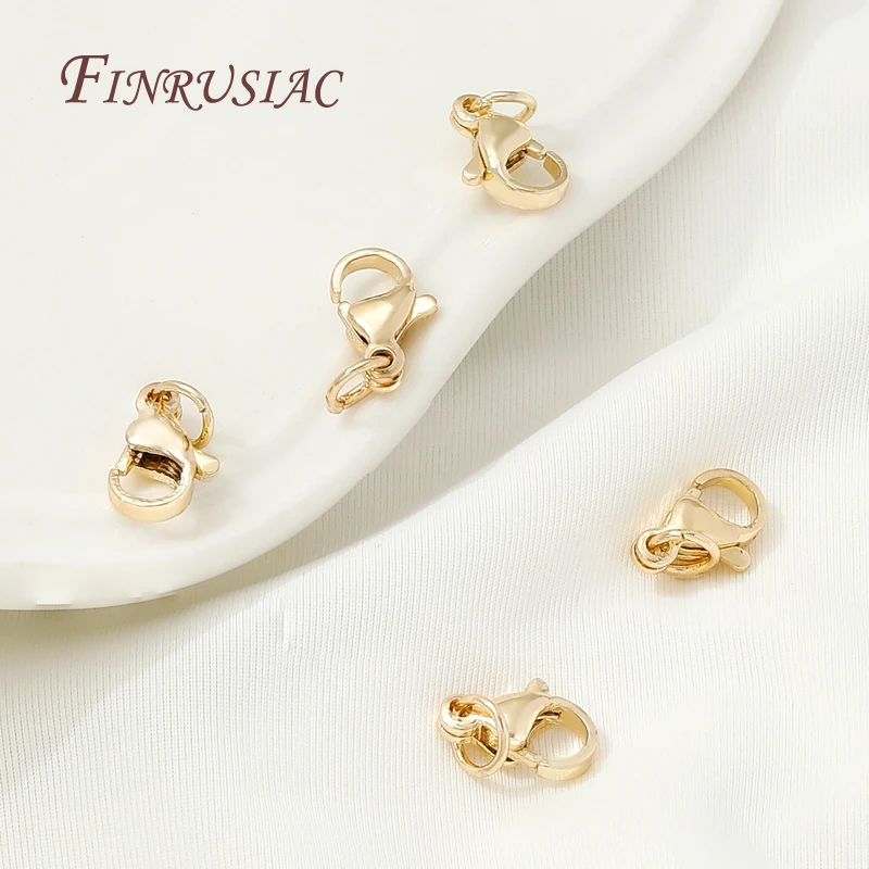 Klip Lobster Berlapis Emas Stainless Steel 10mm, Kunci Untuk Konektor Perhiasan Aksesoris Pembuatan Gelang DIY, Klip Untuk Perhiasan