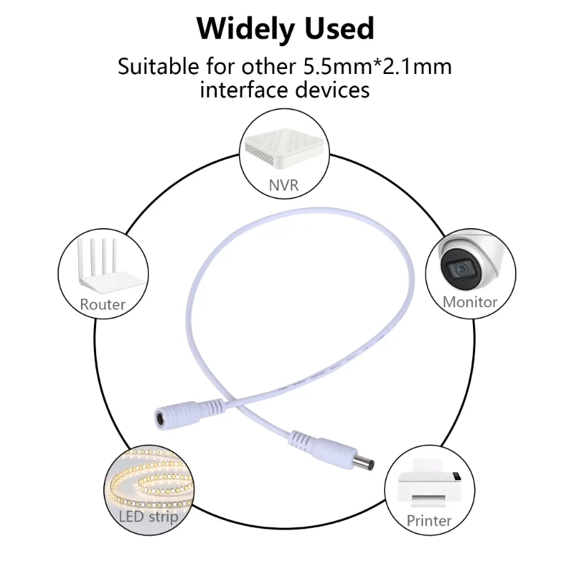 Удлинительный кабель питания с гнездом 5,5x2,1 мм на штекер 5,5x2,1 мм, дропшиппинг