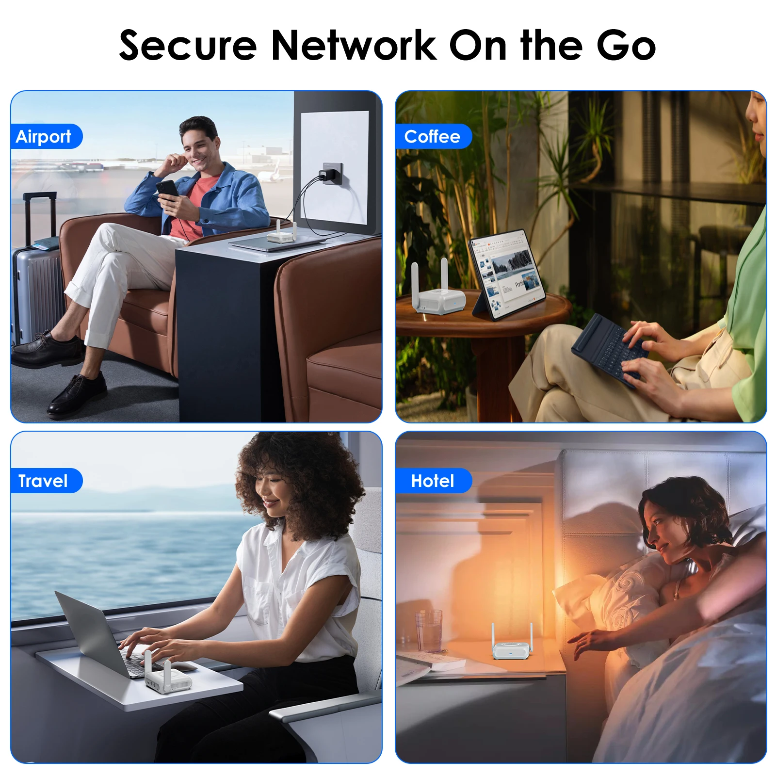 WAVLINK AX3000 Wi-Fi 6 جهاز توجيه VPN محمول للسفر USB-C مقاس الجيب جيجابت LAN WAN WireGuard للاستخدام العام والفنادق