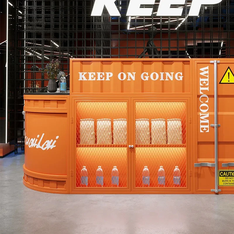 custom.Industrial Wind Bar Cashier Iron Commercial Furniture Gym Milk Tea Shop Restaurant Corner Front Desk