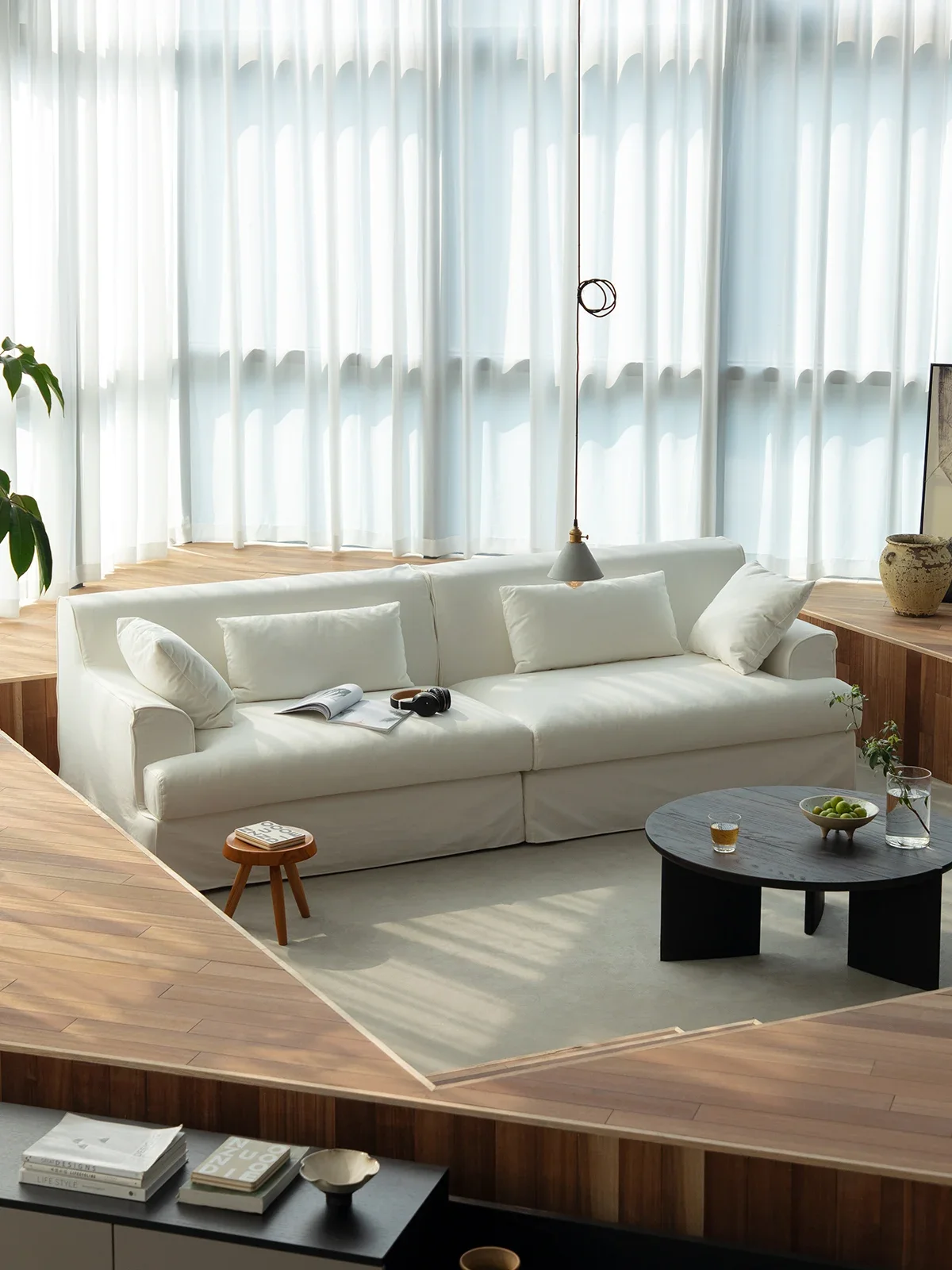 Cotton and linen down combination sofa