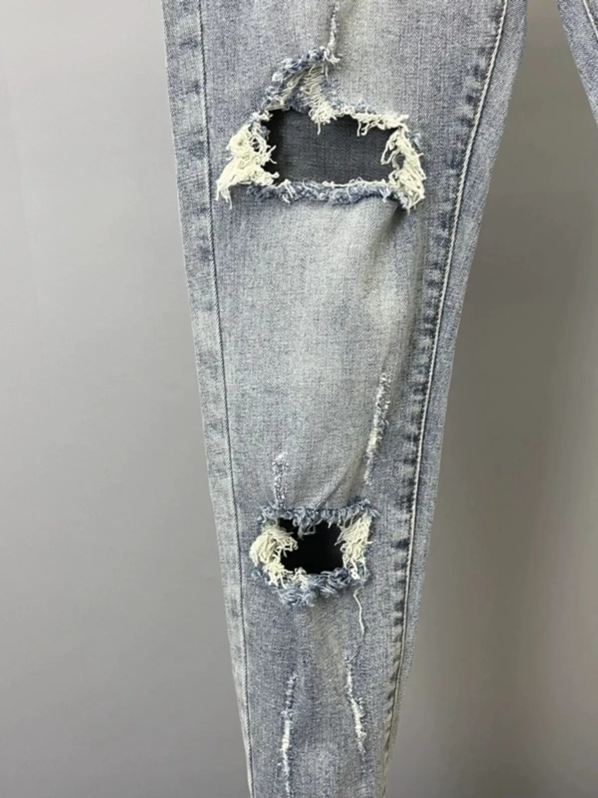 ربيع الخريف جديد الضوء الأزرق الركبة ممزق الجينز الرجال سليم صالح أقدام صغيرة سروال شكل قلم رصاص شارع العليا متسول السراويل صديقها الجينز #4