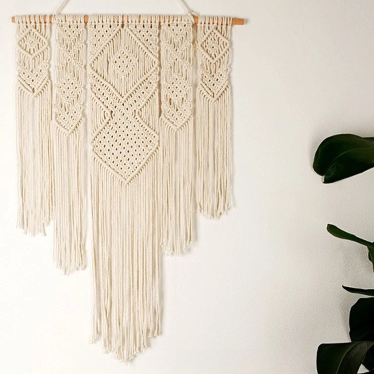 Nordic style, manufacturer's genuine hand-woven fringed cotton rope pendant, background wall decoration porch tapestry