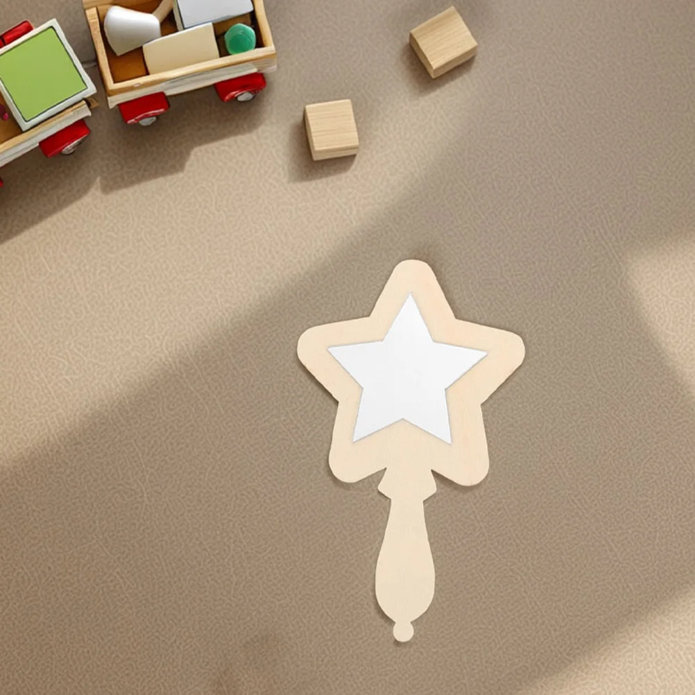 12 個の木製ハンドヘルドミラー子供用 DIY クラフト壊れない小さなポータブルミラー教室用木製装飾 DIY 絵画