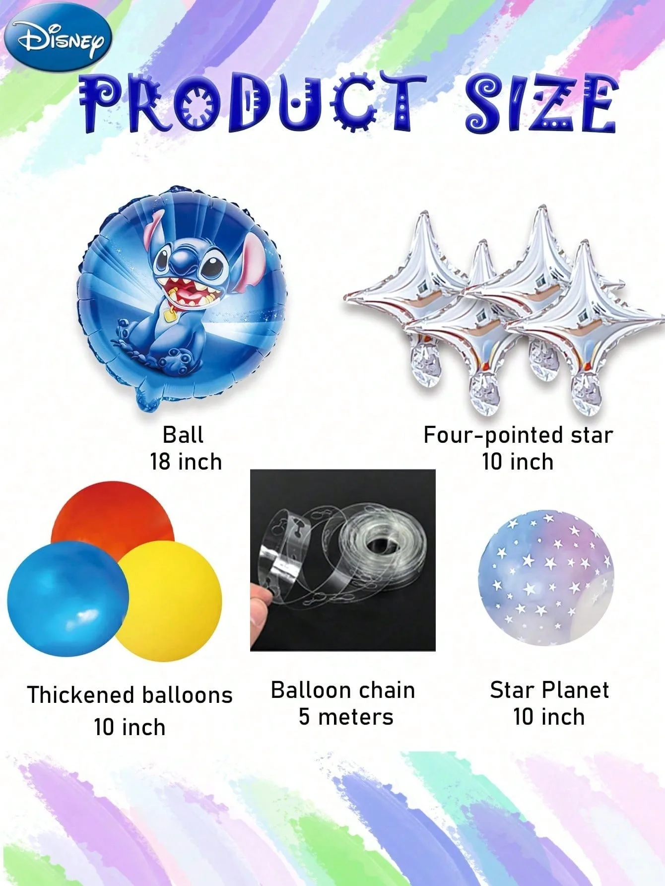 1 SET Disney con licenza ufficiale Stitch Decorazioni di compleanno Forniture per feste Set di palloncini Banner per scattare foto sullo sfondo