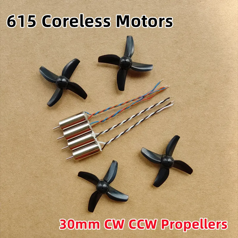 615 Coreless Motors 3.7V 6*15mm Motor 30mm Props Propellers Fans For DIY Model Drone Quacopter