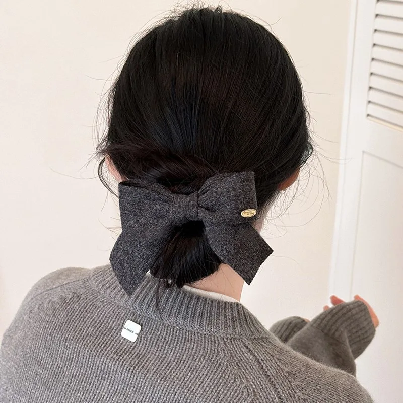 Autumn Winter Big Bow High Elastic Hair Tie Fashion Simple Small Intestine Hairband Gentle Low Ponytail Ball Head Holder Hair Ro