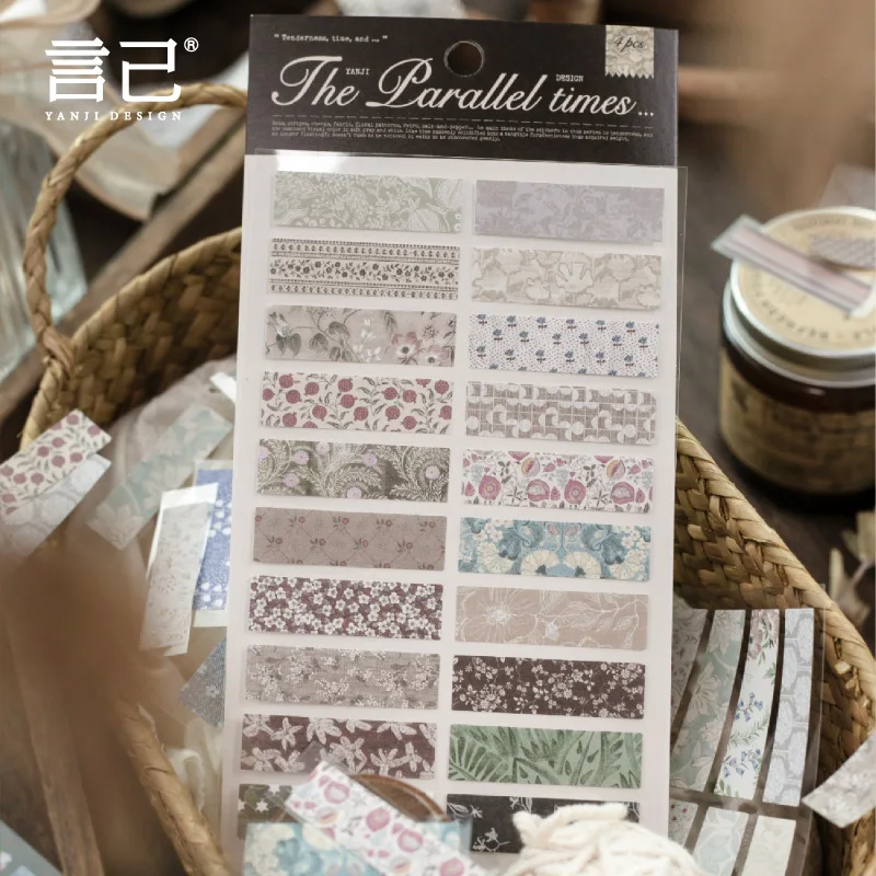 2pcs/set New Rectangular Material Polka Dot Floral Ins Cartoon Die Cutting Label Stickers Diy Diary Scrapbook Decoration Gifts