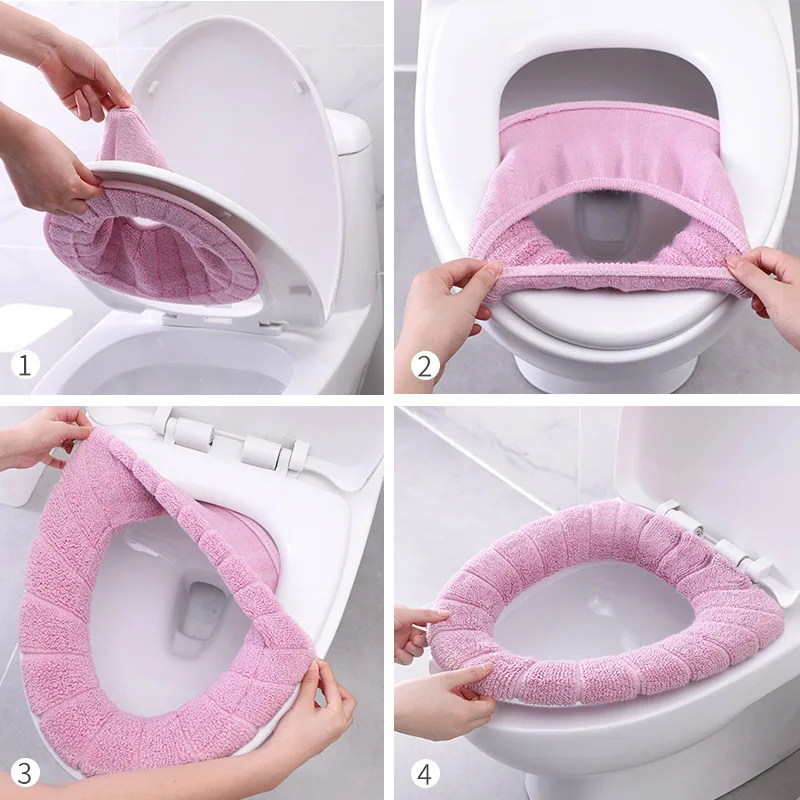 Warm Universal Portable Soft Thickened Winter Plush Toilet Cover Pad O-type Toilet Seat Can Be Cleaned Toilet Fixtures